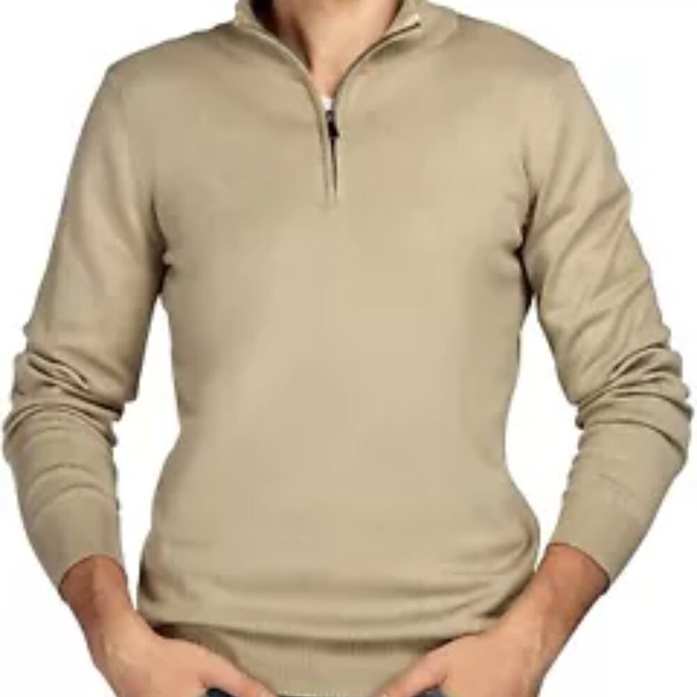 We1Fit Men's Quarter Zip Pullover Sweaters Slim Fit Cotton Knitted Mock Turtlene